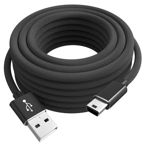 Image of Sinoacc 3m Braided Mini USB Cable, USB 2.0 to Mini B High-Speed 480Mbps Data Sync Charging Cord Compatible with GPS, Cameras, PS3 Controller, TI-84 Plus CE/CX II, GoPro Hero 4/3+/2, Microphone