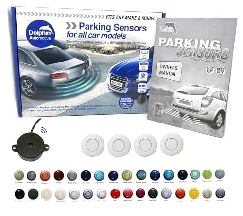Image of Dolphin Automotive DPS400 Reverse Parking Sensors Auto Express Award Winning In 32 Colours 4 Ultrasonic Radar Sensors Kit Audio Alert System Matt & Gloss Black +30 More Colours (White)