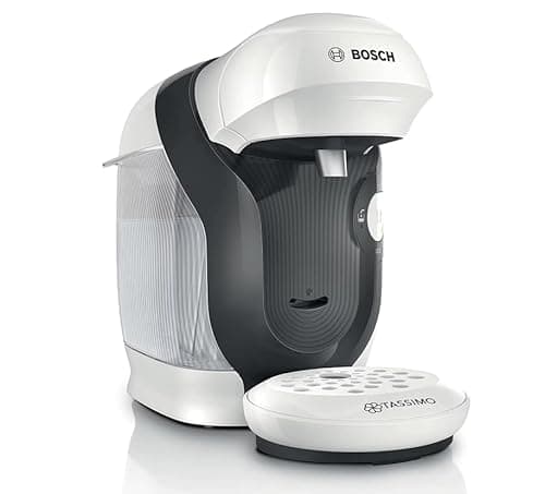 Image of BOSCH Tassimo Happy Friendly Multi-Drink Coffee Maker, Up to 70 Drinks, OneTouch, Single Brew, Compact Design, Intellibrew, White, TAS114E