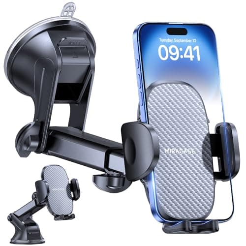 Image of Miracase Car Phone Holder for Cars Dashboard Windscreen Desk, 3in 1 Mobile Phone Mount Automobile Cradle 360° Rotatable Stand GPS Vehicle Mount for iPhone 17 16 15 Pro Plus Max 14 13 12 11Samsung