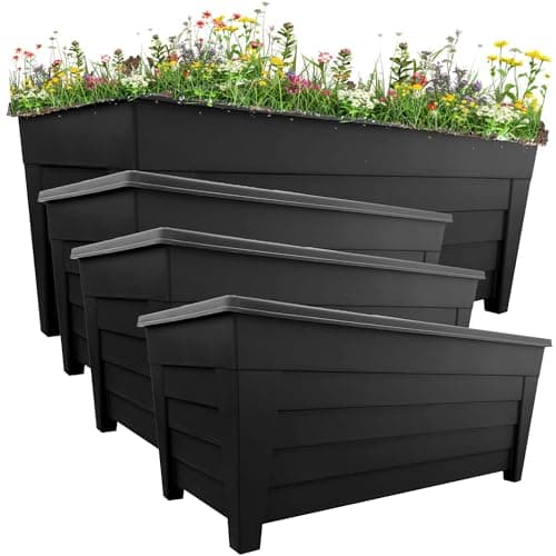 Image of STORM TRADING GROUP 4 Black Large Grosvenor Trough Long Flower Planter For Home, Office, Balconies, Gardens, Greenhouses & Patios