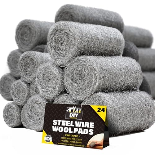 Image of SOL 24pk 0000 Steel Wool for Polishing Wire Wool for Cleaning Mouse Mesh Mice Blocker Fine Grade Pads for Rust Removal Surface Preparation Metal Wood Glass DIY Finishing Abrasive Material