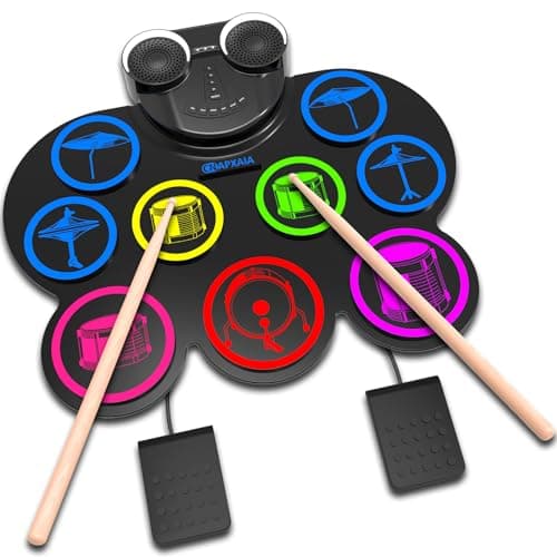 Image of CNAPXAIA Electric Drum Kit, 9 Pads Silicone Kids Drum Set with Dual Speakers, Support Headphone/Bluetooth/MIDI Pratice Drum Kit, Perfect Musical Instruments Drum Gift for Children and Adults