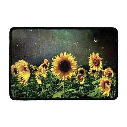 Image of SEANATIVE Home Coir Doormat with Heavy-Duty, Weather Resistant, Non-Slip PVC Backing | 23.6 by 15.7 Inches | Fit for Indoor and Outdoor Use,Sunflower in Moon Mats for Living Room Kitchen