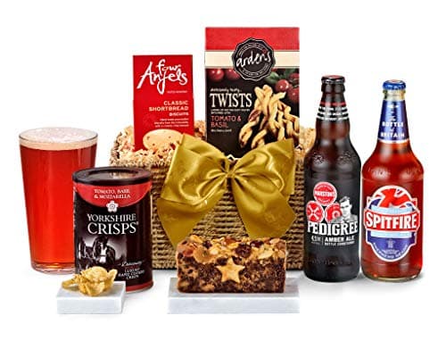 Image of Clarendon Real Ale Hamper - Classic Ale Gift Basket with Amber & Spitfire, Puff Pastry Twists, Luxury Shortbread, Gourmet Crisps, Fruit Cake - Birthday Beer Gifts for Him, from Regency Hampers