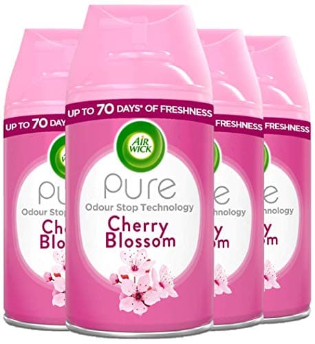 Image of Air Wick Automatic Air Freshener Freshmatic Spray Refills, Cherry Blossom, Pack 4 x 250ml, Natural Essential Oils, Last up to 280 days, Air freshener