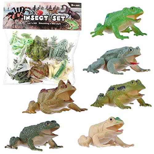 Image of FLORMOON Animal Figures 6pcs Realistic Frog Action Model Science Project, Learning Educational Toys, Birthday Gift, Cake Topper for Kids