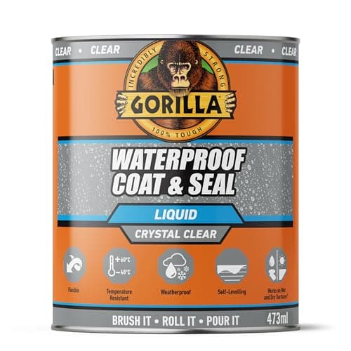 Image of Gorilla Waterproof Coat & Seal Clear, 473ml - Weatherproof Liquid Sealant | Stops & Prevents Leaks | For Roof Tiles, Brick, Wood, Metal, Concrete, Stone, Rubber, Plastics*