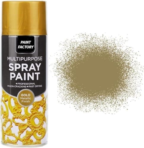 Image of Paint Factory® 400ml Professional Quality Fantastic Finish All-Purpose Interior Exterior Household Spray Paint for Wood Metal Plastic Ceramics & More (Metallic Gold)
