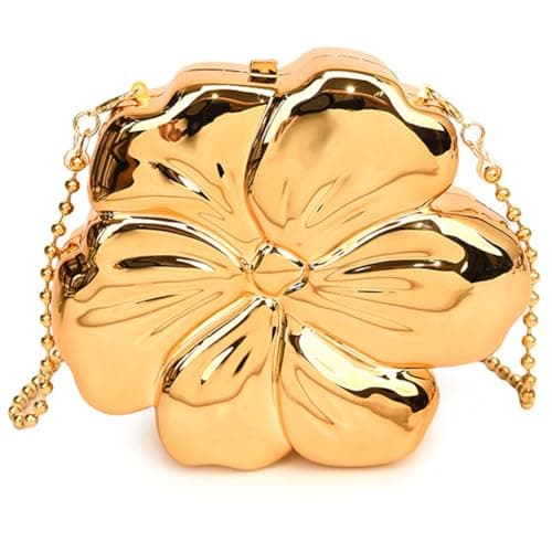 Image of Glixoft Flower Shaped Acrylic Evening Purse Chain Crossbody Bag Sparkly Shoulder Pouch for Wedding Party Prom