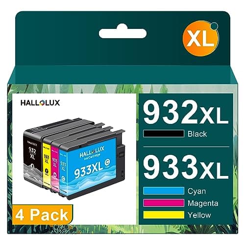 Image of HALLOLUX 932XL 933XL Ink Cartridges Compatible for HP 932 933 Ink for HP Officejet 6100 6600 6700 7110 7510 7610 7612 Multifunction Inkjet printer (Black Cyan Magenta Yellow, 4 Pack)