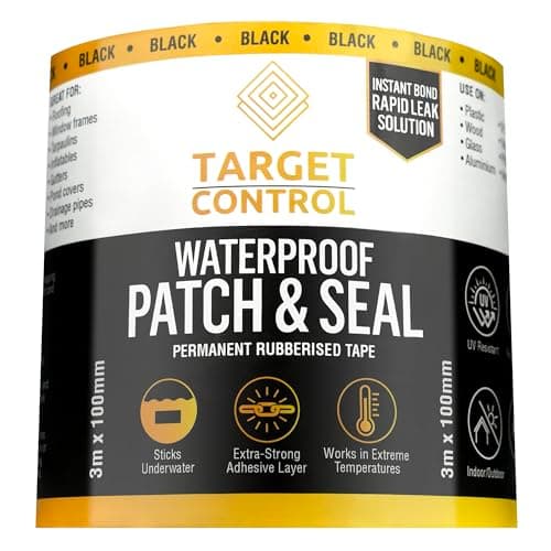 Image of Target Control Pond Repair Tape Kit | Black 3M X 100MM | Black Butyl Pond Liner Repair Tape for Outdoor Use, Waterproof Patch & Seal Tape for Pond, Liner & Gutter Repairs