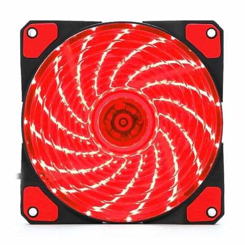 Image of 120MM Red LED PC Case Cooling Fan 12CM With 22x Red LED Ring With 3-Pin Motherboard / 4-Pin Molex Connectors / 4x Screws Included