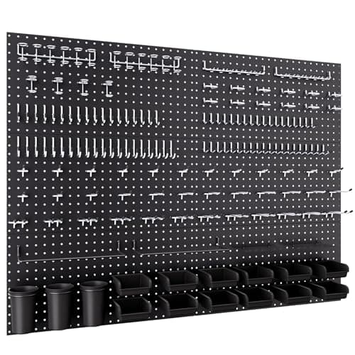 Image of INCLY 48x36 Inch Metal Peg Board Kit with 1/4" Pegboard Hooks Accessories, 6PCS Peg Board Panels and 234PCS Black Pegboard Wall Organizer Tool Storage System for Garage Workbench Shed