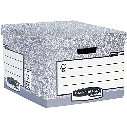 Image of Fellowes 01810-FFEU Bankers Box 01810-FF System Storage Box, Large - Grey, Pack of 10