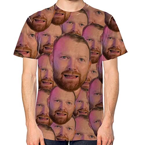 Image of Funny Personalised T Shirt All Over Face Print Top Tee Stag Do Gift Funny Men Women, M, White