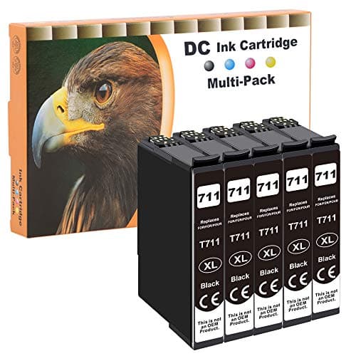 Image of D&C Compatible Ink Cartridge Replacement for Epson 71XL 711XL Black for Epson Stylus B40W BX300F BX310FN BX600FW BX610FW S21 SX100 SX105 SX110 SX115 SX205 SX210 SX215 SX218 SX400 SX405 (5 Black)