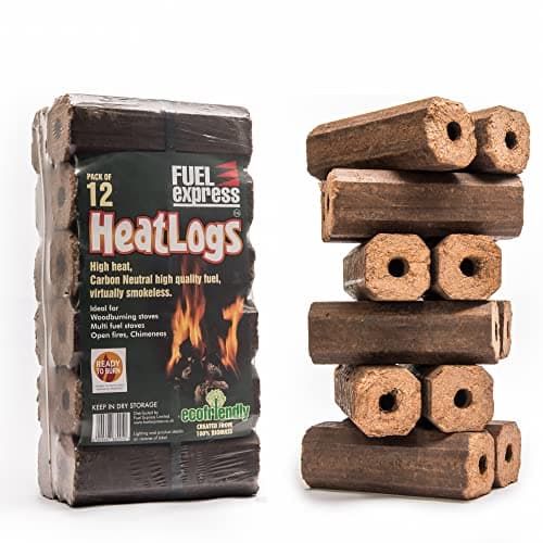 Image of Fuel Express Heat Logs | High Energy Wood Fuel for Wood Burners, Open Fires, Chimineas | 12 Pack