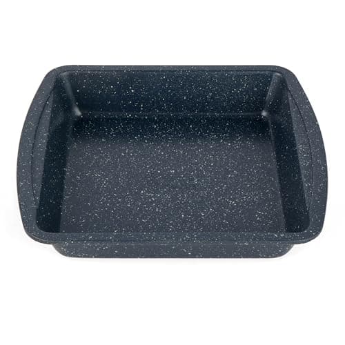 Image of Russell Hobbs RH00997EU Square Baking Pan Roaster Tray, Carbon Steel Oven Tin, PFOA Free, for Brownies, Batch Cooking & Roasting, Oven Safe up to 220°C Nightfall Stone Collection, Blue Marble, 26 cm