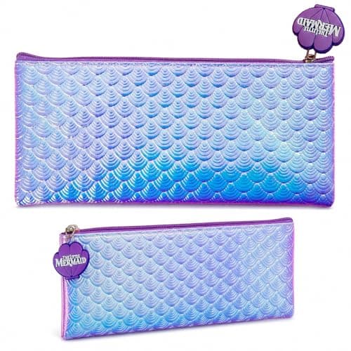 Image of SRV Hub Mermaid Pearlescent Pencil Case with Zipper, Slim Zipper Pouch, Classic Zip Up Pen Case, School Pencil Pouch for Exams Pen Pencil Stationary - Pencil Case for Girls Boys for Students