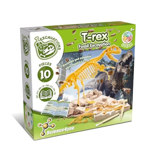 Image of Science4you T Rex Fossil Hunting Kit for Kids Age 5 6 - Excavate and Assemble the 10 pieces T-Rex Fossil - Ideal Dinosaur Excavation Kit Toy for fans of Jurassic, Archeology and Paleontology Sets