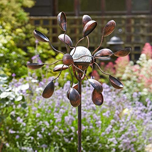 Image of Gemini Wind Spinner W/Solar Crackle Globe