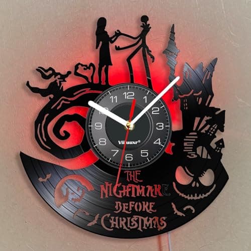 Image of Viiluuxr 12-Inch Vinyl Wall Clock Colorful LED Lights Remote Control Night Light Fantasy Movie Weird Theme Clock Home Kitchen Garden Bedroom Decor Christmas Kid Gift Luminous Clock.