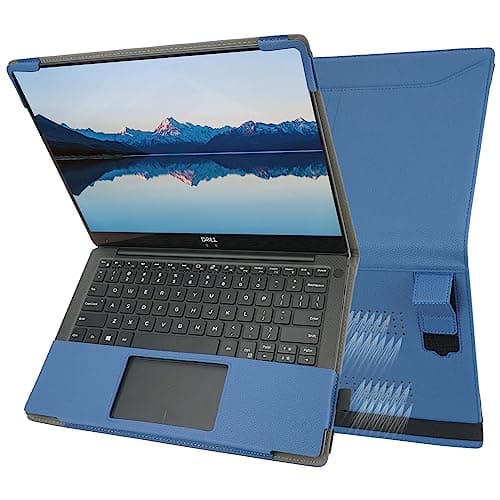 Image of TYTX PU Leather Folio Book Cover Case Compatible for 2018~2022 13.3" Dell XPS 13 9370 9380 9305 7390 non-2-in-1 Notebook Computers ONLY (Blue)