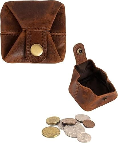 Image of Leather Coin Pouch Change Holder Mini Pocket Wallet for Men, Vintage Brown (Pack of 1)