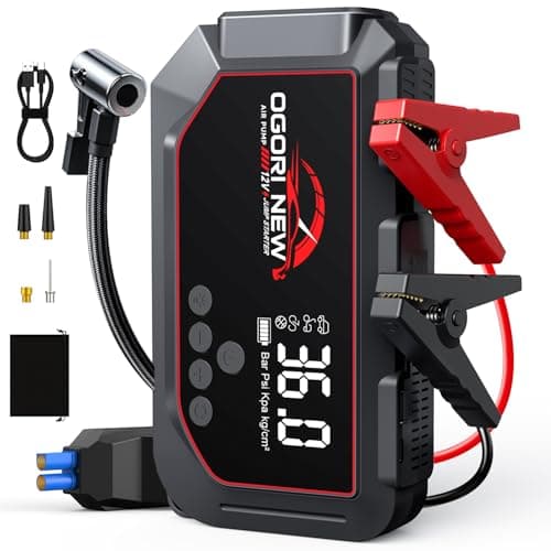 Image of Jump Starter Power Pack 8000A with Air Compressor 150PSI,12V Car Battery Booster Jump Starter Power Bank(10L Gas/8L Diesel),OGORI NEW Car Starter with LED Screen and Flashlight