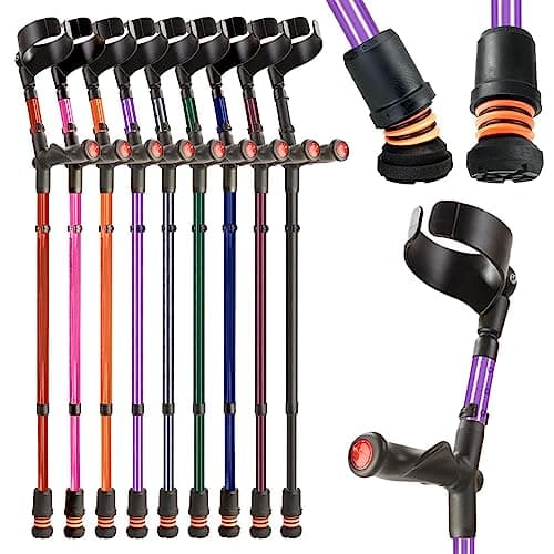 Image of Flexyfoot Shock Absorbing Comfy Grip Double Adjustable Crutch - Single Right - Lilac - Improves Safety, Improves Grip, Reduces Shocks & Jarring