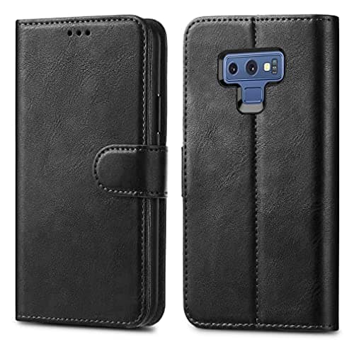 Image of Samsung Galaxy Note 9 Cases - Premium Wallet Leather Flip Case Cover For Samsung Galaxy Note 9 [Card Holder] [Magnetic Closure] (Black)
