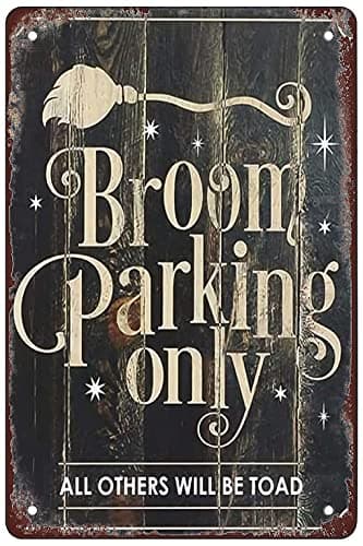 Image of Broom Parking Only Tin Wall Plaque Funny Iron Painting Decorative Iron Signs For Bar Shop Restaurant 20X30Cm