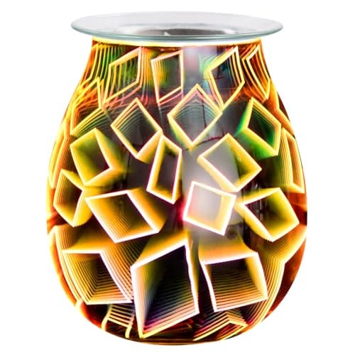 Image of DICIMI 3D Geometric Glass Wax Melt Burner - Electric Aroma Lamp with Adjustable Light, Flameless Oil Burner for Wax Melts, CE/RoHS Certified, Home & Office Safe Essential Oil Diffuser
