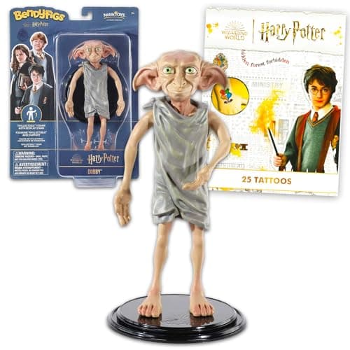 Image of Harry Potter Dobby Collectible Figure Set - Bundle with Dobby Action Figure and Display Plus Harry Potter Sticker Decals | 7" Dobby Bendy Figure Toy