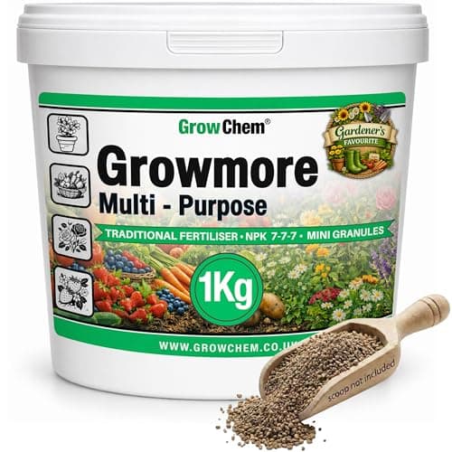 Image of Grow Chem Growmore Fertiliser (1KG Bucket) Multi-Purpose Plant Food Granules – NPK 7-7-7 Nourishes Plants with Essential Nutrients – Suitable for All Plant Types – Garden Fertiliser
