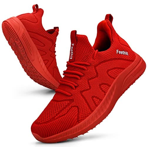 Image of Feethit Women Trainers Casual Sneakers Lightweight Breathable Walking Shoes Gym Sport Tennis Red 7