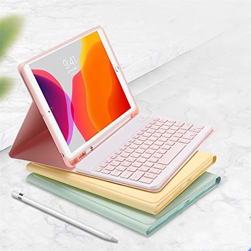 Image of Color Keyboard Case for iPad Mini 5th Generation/iPad mini 4 Case with Cute Magnetic Detachable Bluetooth Keyboard Cover with Pencil Holder (Pink)