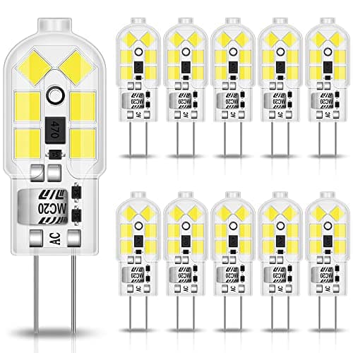 Image of Tailcas G4 LED Cool White 6000K 1.2W Bulbs, Replacement for 10W Halogen 12V AC/DC, No Flickering Non-Dimmable Capsule for Home Lighting, 10PCS