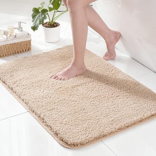 Image of Exclusivo Mezcla Microfiber Bath Mat 40x60 CM, Extra Soft Non-Slip Super Absorbent Bathroom Mats, Machine Washable Quick Dry Bath Rugs for Bathroom Floor, Shower, Home Decor, Solid Camel