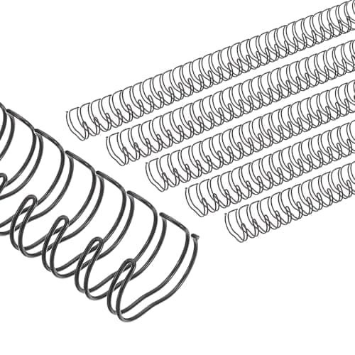 Image of PATIKIL 14mm (9/16") Double Loop Wire Binding Combs, 100 Pcs Metal Twin Loop Binding Coils 120 Sheet Capacity 3:1 Pitch 32 Ring Binding Spines, Black