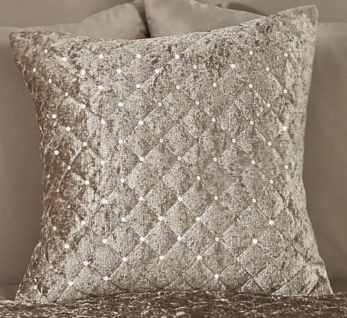 Image of Emma Barclay Glamour - Quilted Sequin Velvet Cushion Cover in Mink - 17x17 (43x43cm)