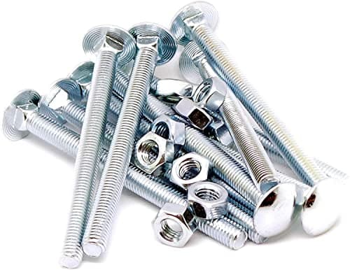 Image of Merriway BH07607 (6 Pcs) Carriage Bolt & Nut Bright Zinc Plated Steel M12 x 100mm - Pack of 6 Pieces