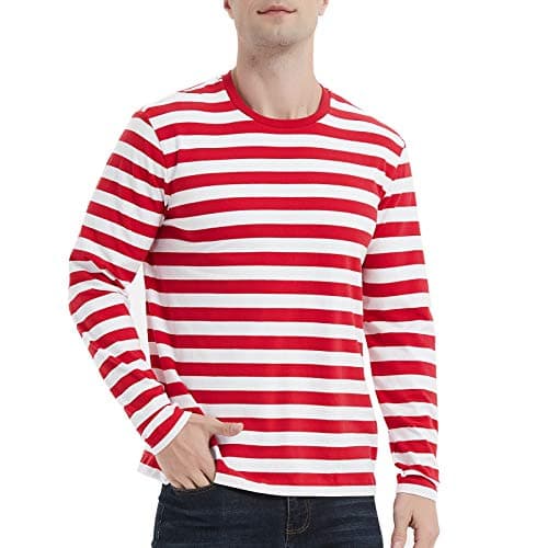 Image of Men's T-Shirt Casual Cotton Spandex Striped Crewneck Long-Sleeve T-Shirts Basic Pullover Stripe Man tee Shirt