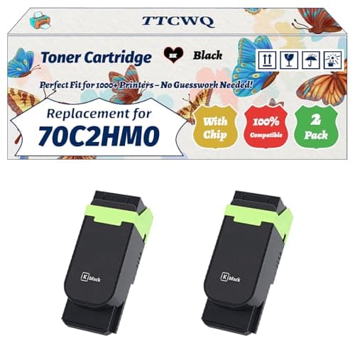 Image of Compatible for Lexmark 70C2HM0 70C2HK0 70C2HC0 70C2HY0 Toner Cartridge Work for Lexmark CS410dtn CS410n CS510de Printers (2 Pack Black)