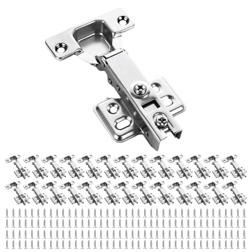 Image of 26 PCS Concealed Soft Close Cabinet Hinges, Full Overlay Kitchen Cupboard Hinges Wardrobe Door Hinge with Screws for Bathroom Bedroom Dining Room