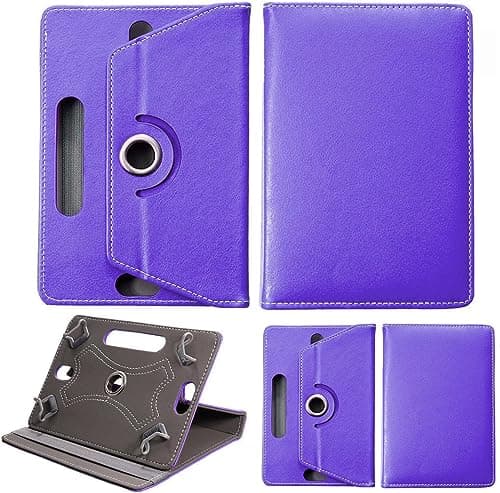 Image of World biz Universal 8 inch Tablet Case, PU Leather Stand Case Folio Cover 360° Rotating Case Fits for All 8.0" Inch Samsung, Lenovo, Acer, Huawei, Sony, iPad, Toshiba Android Tablets (Purple)