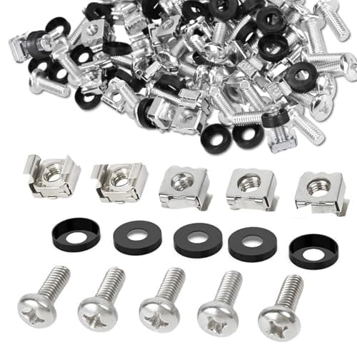 Image of M6 Rack Mount Cage Nuts, 50 Pcs Screws and Washers, Server Rack Screws, Bolts and Washers Kit M6 Cage Nuts for Rack Mount Data Cabinets Server Shelves Fixing and Installation