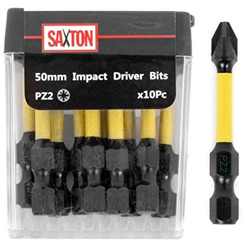 Image of Saxton 10x PZ2-50mm Pozi-Drive 2 Impact Duty Screwdriver Drill Driver Bits Sets Tic Tac Box Dewalt Milwaukee Bosch