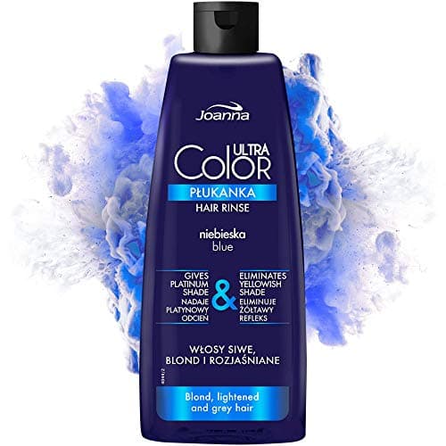 Image of Joanna Ultra Color - Blue Hair Rinse For Blond And Light Hair - Platinum Grey Shade - Natural Shine & Hair Care - Eliminates Yellowish Hues Of Grey Blonde Bleached Hair - Washes Out Naturally - 150 ml